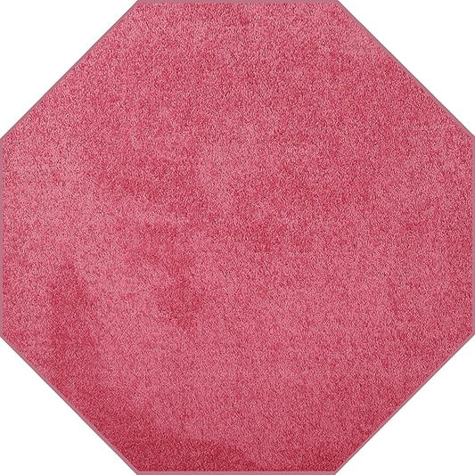 Solid Color Area Rugs Pink - 9' Octagon, Indoor, Stain & Fade Resistant, Perfect for Living Room, Bedroom, Dining Room, Entryway, Doorway, Pet & Kids Friendly Rug, Wedding, Made in USA