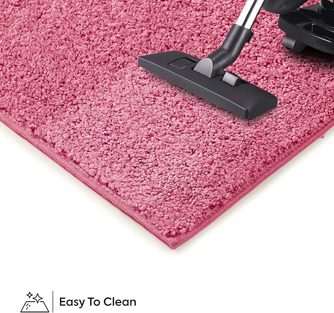 Solid Color Area Rugs Pink - 3' x 5' Rectangle, Indoor, Stain & Fade Resistant, Perfect for Living Room, Bedroom, Dining Room, Entryway, Doorway, Pet & Kids Friendly Rug, Wedding, Made in USA
