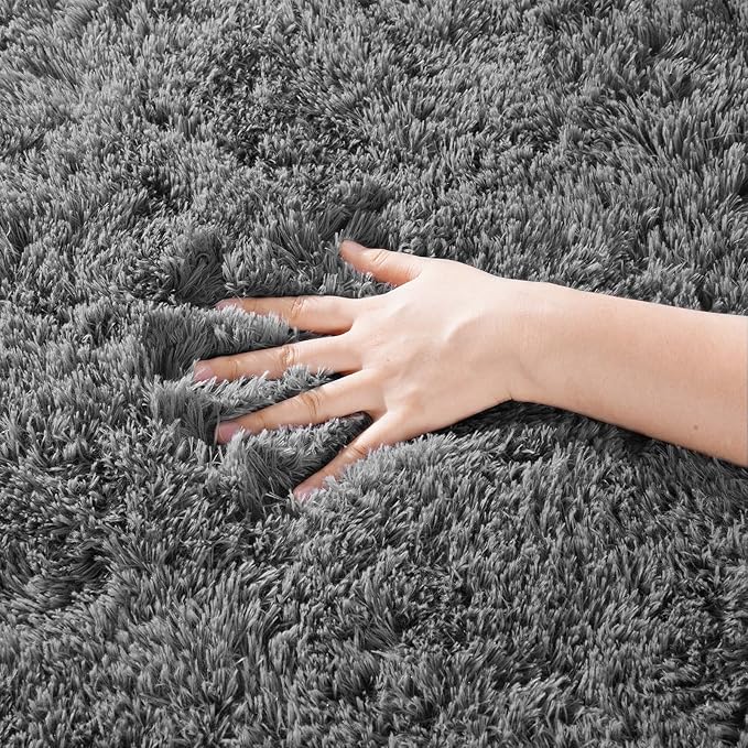 Grey Rug for Bedroom, 3x5 Fluffy Area Rugs for Kids Playroom, Furry Carpet for Nursery Room, Shaggy Rug for Teen Living Room, Thick Fuzzy Plush Rug for Dorm, Cute Room Decor for Baby