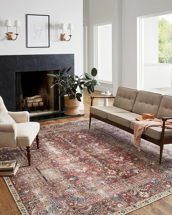 Loloi Chris Loves Julia Jules Collection JUL-01 Merlot/Multi 5'-0'' x 7'-6'', .13" Pile Height, Area Rug