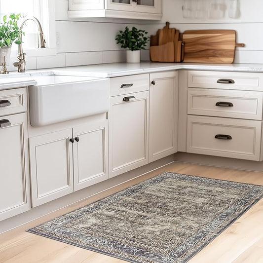 2x3 ft Boho Runner Rug, Washable Non-Slip Area Rug for Kitchen, Outdoor & Home, Brown, Soft & Durable, Perfect for Hallway, Entryway, and Living Room