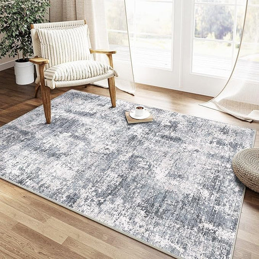 4x6 Entryway Rug Blue Hallway Area Rug Machine Washable Abstract Low Pile Carpet Bedroom Living Room Office Dining Room Kitchen Laundry Room Non Slip