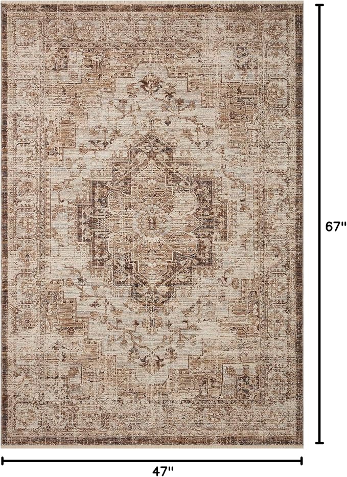 Loloi Sorrento Collection 3'-11" x 5'-7" Accent Rug in Mocha/Multi - Vintage Inspired Patterned Area Rug, Unique Area Rug for Living Room, Bedroom, Dining Area
