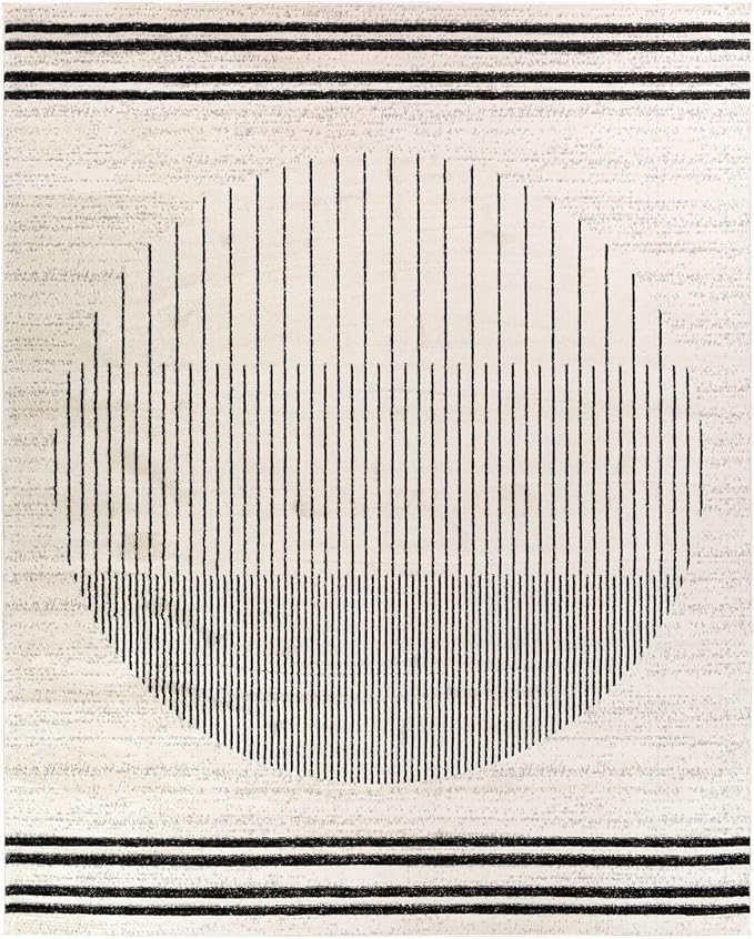 Livabliss Penrod Modern Geometric Area Rug,9'2" x 12',Black/Ivory