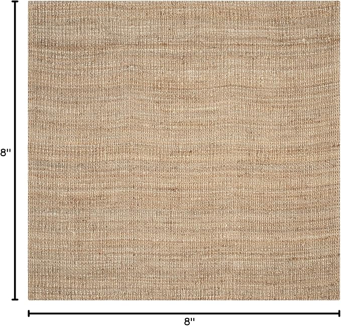 SAFAVIEH Natural Fiber Collection Area Rug - 8' Square, Natural, Handmade Chunky Textured Jute 0.75-inch Thick, Ideal for High Traffic Areas in Living Room, Bedroom (NF447A)