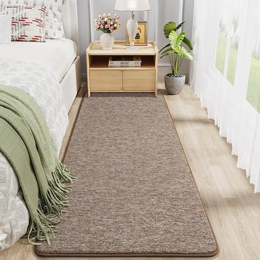 Chicrug Modern 2x6 Runner Rugs for Bedroom Living Room, Memory Foam Low-Pile Hallway Carpet Runner Rug for Entryway Kitchen, Throw Small Kids Rug for Bedside Dorm Room Decor, Brown and White