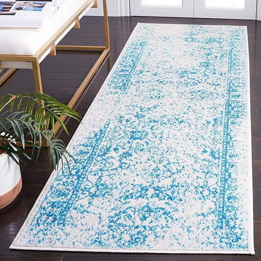 SAFAVIEH Adirondack Collection Runner Rug - 2'6" x 10', Ivory & Teal, Oriental Distressed Design, Non-Shedding & Easy Care, Ideal for High Traffic Areas in Living Room, Bedroom (ADR109D)