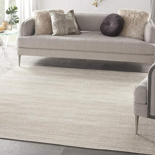Nourison Essentials Indoor/Outdoor Ivory Beige 7' x Square Area Rug, Easy Cleaning, Non Shedding, Bed Room, Living Room, Dining Room, Backyard, Deck, Patio (7 Square)