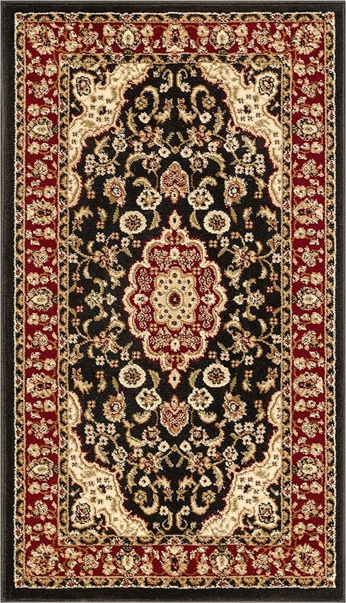 Well Woven Barclay Collection Medallion Kashan Black 2x4 Area Rug - for Entryways, Small Bedrooms, Living Rooms