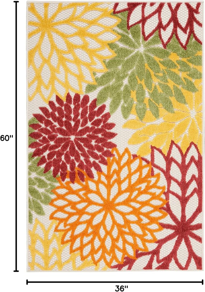Nourison Aloha 3' x 5' Red Multicolored Fabric Tropical Area Rug (3' x 5')