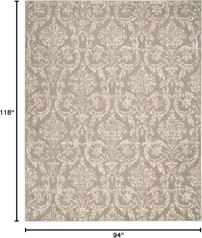 Nourison Jubilant Vintage Olive 7'10" x 9'10" Area -Rug, Easy -Cleaning, Non Shedding, Bed Room, Living Room, Dining Room, Kitchen (8x10)