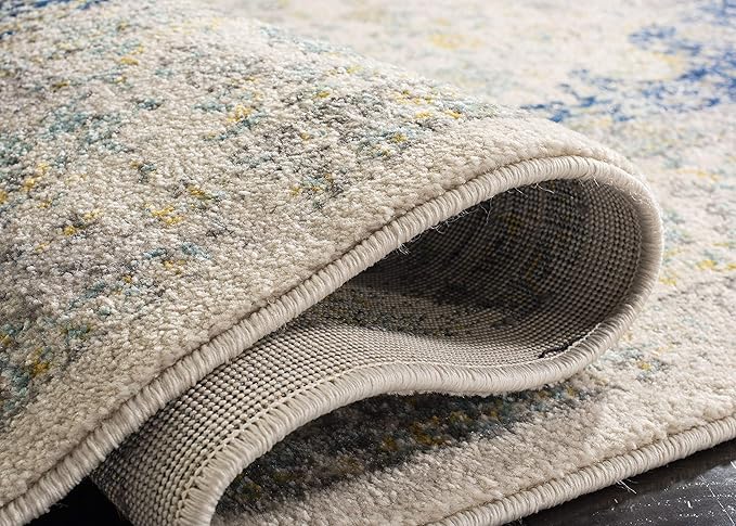 SAFAVIEH Evoke Collection Accent Rug - 4' x 6', Ivory & Blue, Shabby Chic Oriental Medallion Design, Non-Shedding & Easy Care, Ideal for High Traffic Areas in Entryway, Living Room, Bedroom (EVK220C)