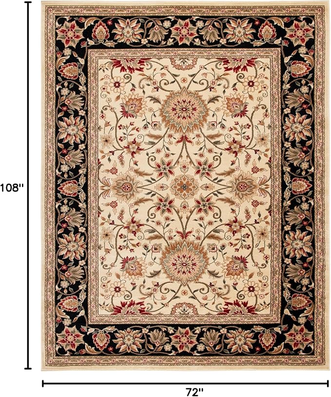 SAFAVIEH Lyndhurst Collection Area Rug - 6' x 9', Ivory & Black, Traditional Oriental Design, Non-Shedding & Easy Care, Ideal for High Traffic Areas in Living Room, Bedroom (LNH212B)