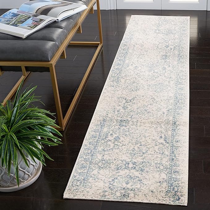 SAFAVIEH Adirondack Collection Runner Rug - 2'1" x 6', Ivory & Slate, Oriental Distressed Design, Non-Shedding & Easy Care, Ideal for High Traffic Areas in Living Room, Bedroom (ADR109S)