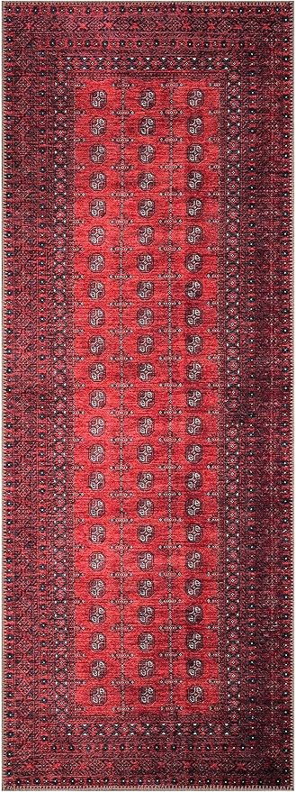 Keen Home Design 2x12 Rug - Machine Washable Runner Rug with Non-Slip Backing, Ideal for Hallway, Entryway, Kitchen, Laundry Room - Vintage, Easy Clean, Durable, Low Pile Rug - (2'6" x 12')