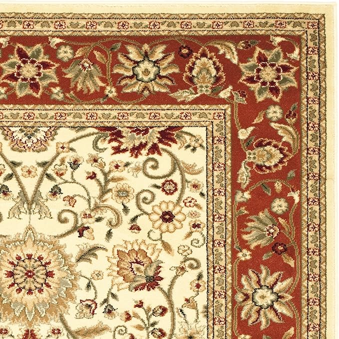 SAFAVIEH Lyndhurst Collection Area Rug - 5'3" x 7'6", Ivory & Rust, Traditional Oriental Design, Non-Shedding & Easy Care, Ideal for High Traffic Areas in Living Room, Bedroom (LNH212R)