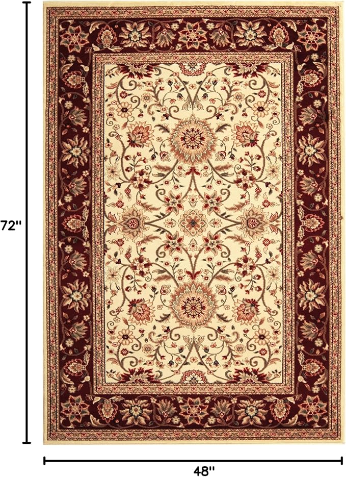 SAFAVIEH Lyndhurst Collection Accent Rug - 4' x 6', Ivory & Red, Traditional Oriental Design, Non-Shedding & Easy Care, Ideal for High Traffic Areas in Entryway, Living Room, Bedroom (LNH212K)
