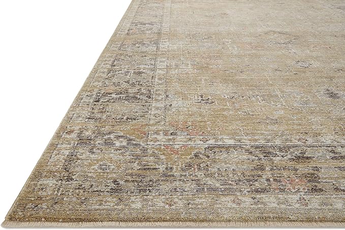 Loloi Magnolia Home by Joanna Gaines Millie Collection MIE-03 Gold/Charcoal 2'-7" x 8'-0", .25" Pile Height, Runner Rug