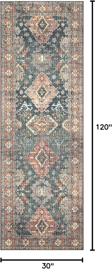 Loloi II Skye Collection SKY-10 Sea/Rust 2'-6" x 10'-0" Runner Rug