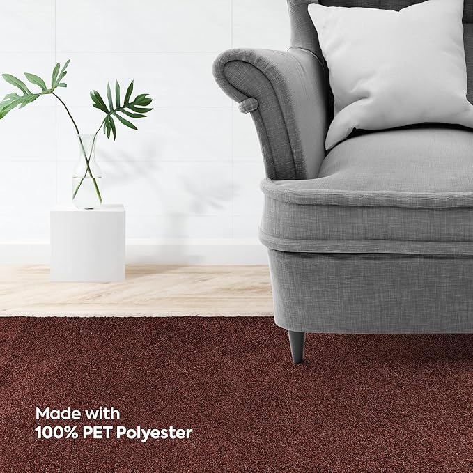 Modern Indoor/Outdoor Commercial Solid Color Rug - Chocolate, 9' x 13', Rectangular, Pet and Kids Friendly Rug. Made in USA, Area Rugs Great for Kids, Pets, Event, Wedding