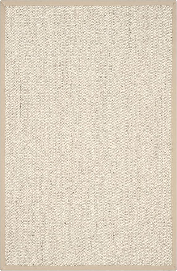 SAFAVIEH Natural Fiber Collection 4' x 6' Marble / Linen NF143B Border Sisal Area Rug