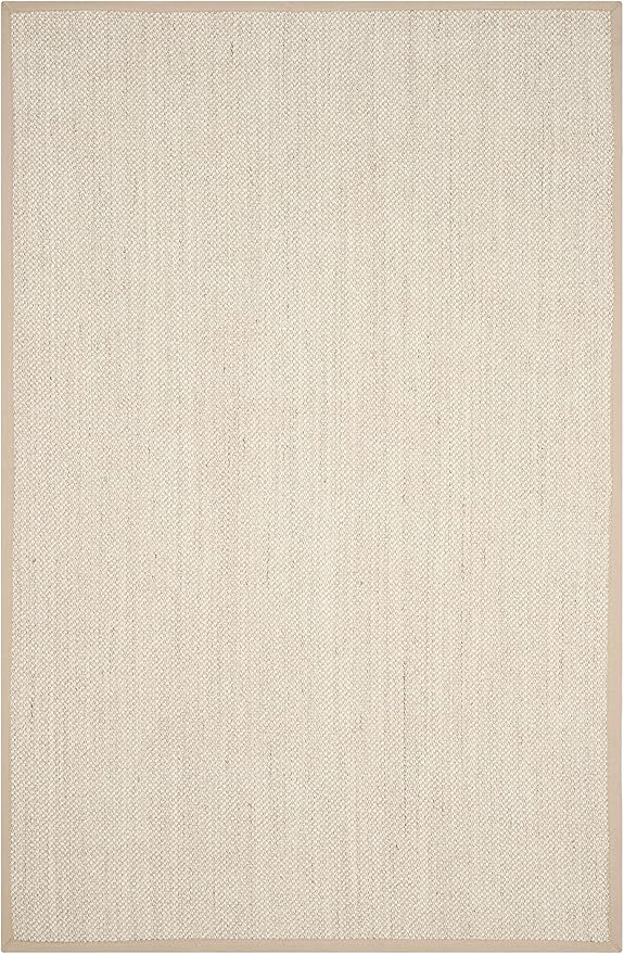 SAFAVIEH Natural Fiber Collection Area Rug - 6' x 9', Marble & Linen, Border Sisal Design, Easy Care, Ideal for High Traffic Areas in Living Room, Bedroom (NF143B)