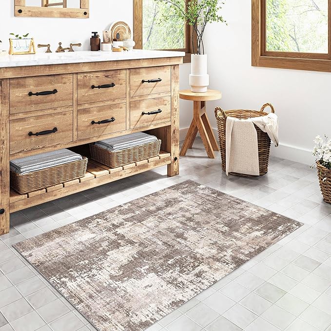 2x3 Entryway Rug Machine Washable Area Rug Small Rugs Grey Entrance Door Mat Indoor Rugs Abstract Low Pile Carpet Kitchen Bedroom Office Non Slip