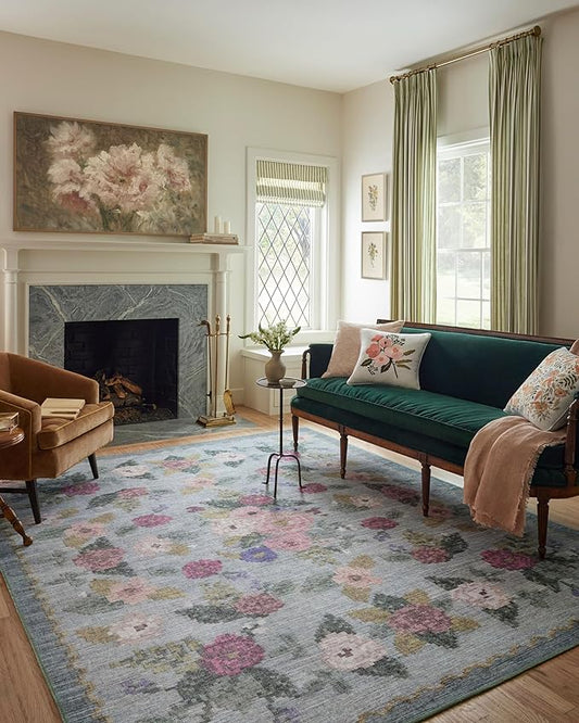 Loloi Rifle Paper Co. Rosa Collection RSA-02 Sky 8'-4" x 11'-6" Area Rug