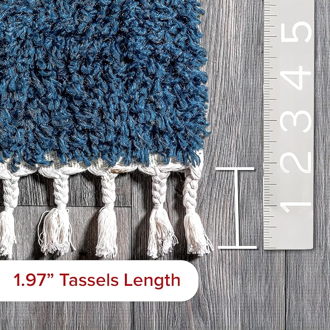 nuLOOM Neva Modern Tasseled Shag Area Rug, 3x5, Blue
