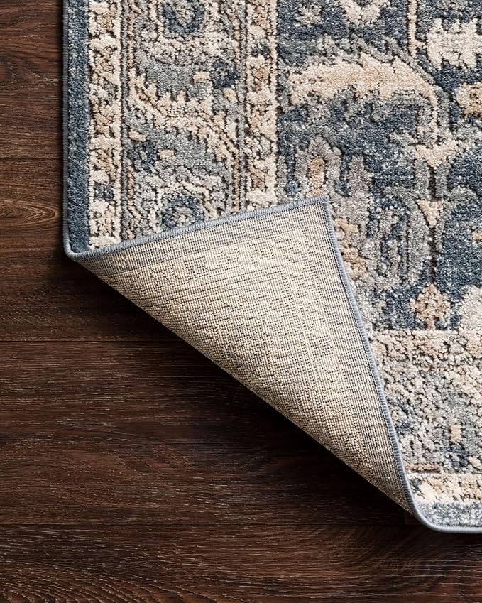 Loloi Teagan Collection 9'-9" x 13'-6" Area Rug in Denim/Pebble - Large, Soft Neutral Rug, High-Traffic for Living Room, Bedroom, Home Office, Dining Area