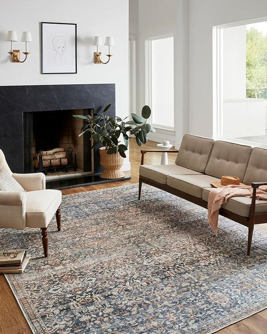 Loloi Chris Loves Julia Jules Collection JUL-06 Denim/Spice 2'-6'' x 12'-0'', .13" Pile Height, Runner Rug