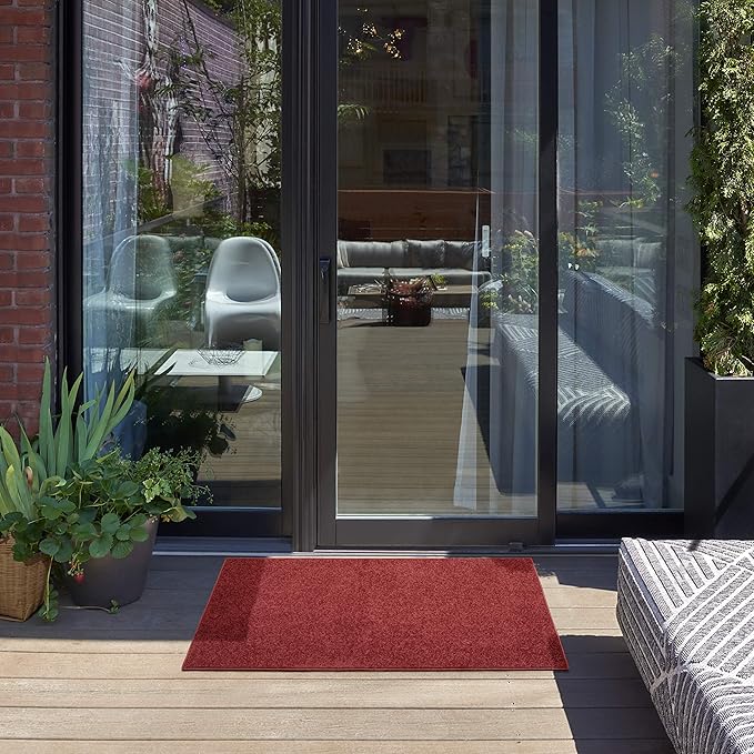 Nourison Essentials Indoor/Outdoor Brick Red 2' x 4' Area Rug, Easy Cleaning, Non Shedding, Bed Room, Living Room, Dining Room, Backyard, Deck, Patio (2x4)