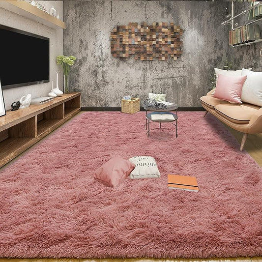 Tepook Super Soft Fluffy Rugs for Living Room, Shag 6x9 Area Rugs for Bedroom, Modern Shaggy Rug Fuzzy Carpets for Kids, Plush Indoor Nursery Home Decor Rug with Non-Slip Bottom, Blush