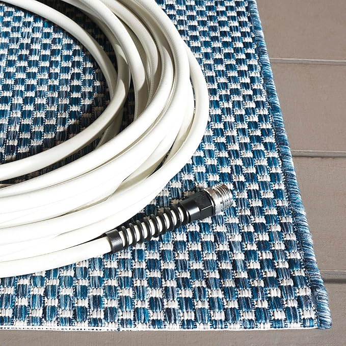 SAFAVIEH Courtyard Collection Area Rug - 9' x 12', Navy & Grey, Non-Shedding & Easy Care, Indoor/Outdoor & Washable-Ideal for Patio, Backyard, Mudroom (CY8521-36821)