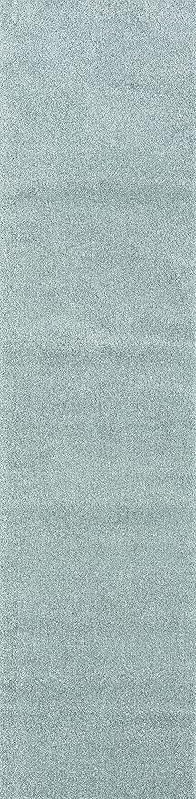 JONATHAN Y SEU100S-210 Haze Solid Low-Pile Indoor Runner-Rug, Coastal, Bohemian, Minimalist Easy-Washing,Bedroom,Kitchen,Living Room,Non Shedding, Light Blue, 2 X 10