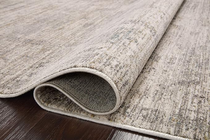 Loloi Magnolia Home by Joanna Gaines Millie Collection MIE-01 Silver/Dove 9'-6" x 9'-6", .25" Pile Height, Round Area Rug