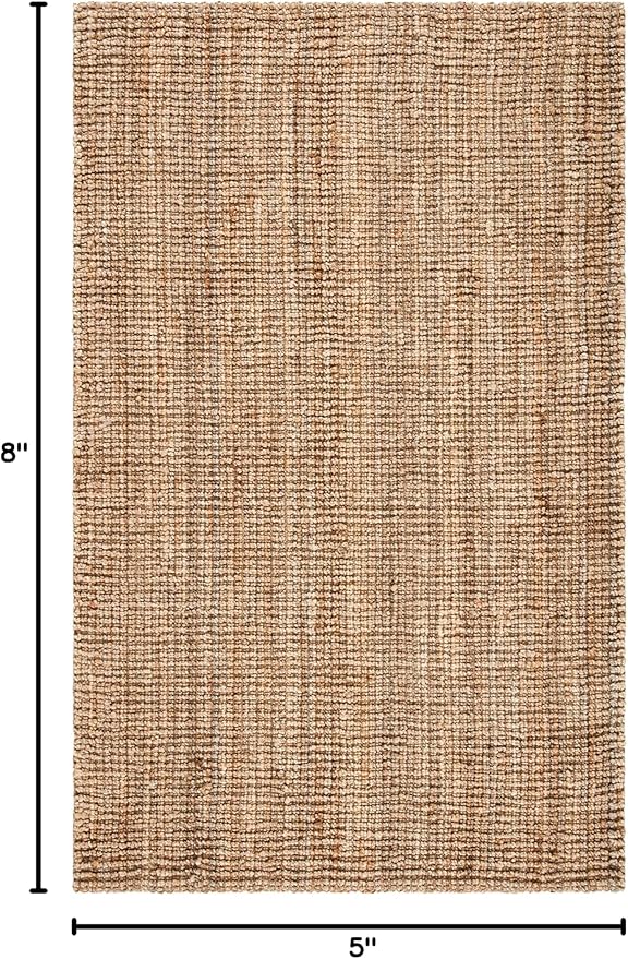 SAFAVIEH Natural Fiber Collection Area Rug - 5' x 8', Natural, Handmade Chunky Textured Jute 0.75-inch Thick, Ideal for High Traffic Areas in Living Room, Bedroom (NF447A)