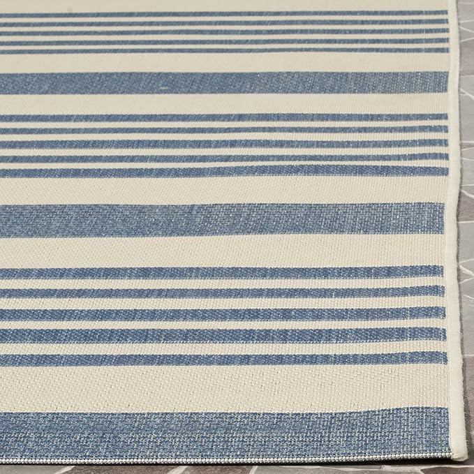 SAFAVIEH Courtyard Collection Area Rug - 5'3" x 7'7", Beige & Blue, Non-Shedding & Easy Care, Indoor/Outdoor & Washable-Ideal for Patio, Backyard, Mudroom (CY6062-233)