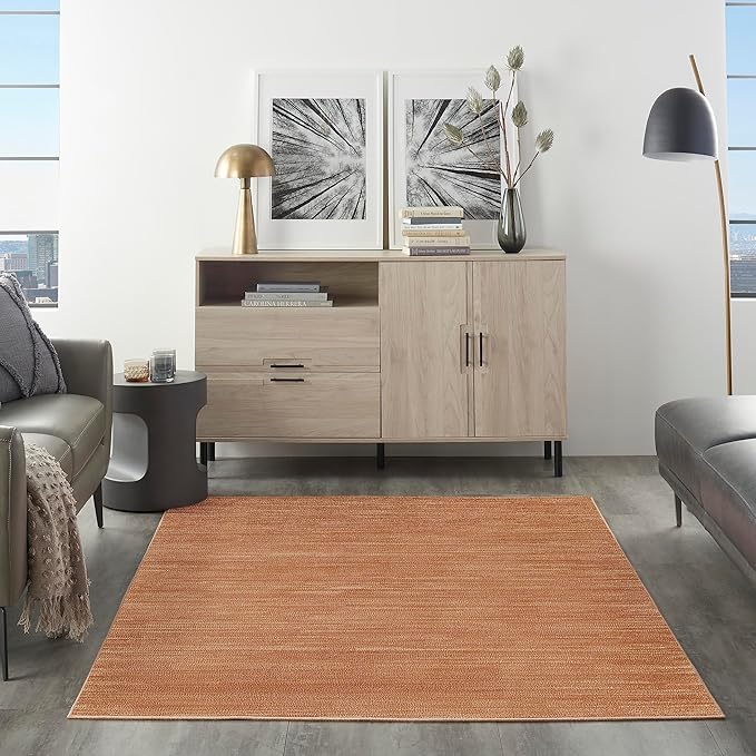 Nourison Essentials Indoor/Outdoor Rust 4' x 6' Area Rug, Easy Cleaning, Non Shedding, Bed Room, Living Room, Dining Room, Backyard, Deck, Patio (4x6)