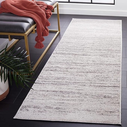 SAFAVIEH Adirondack Collection Runner Rug - 2'6" x 18', Ivory & Silver, Modern Ombre Design, Non-Shedding & Easy Care, Ideal for High Traffic Areas in Living Room, Bedroom (ADR113B)