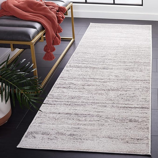 SAFAVIEH Adirondack Collection Runner Rug - 2'6" x 8', Ivory & Silver, Modern Ombre Design, Non-Shedding & Easy Care, Ideal for High Traffic Areas in Living Room, Bedroom (ADR113B)
