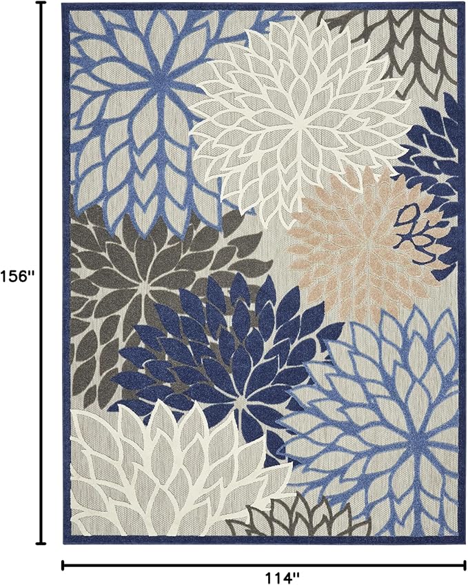 Nourison Aloha 9'6" x 13' Fabric Indoor/Outdoor Rug in Blue/Multi-Color