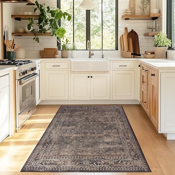 4x6 ft Area Rug - Washable, Non-Slip, Indoor/Outdoor, Boho Style for Patio, Kitchen, Office, Entryway, Kids Rooms & Runners - Durable & Stylish Area Rugs for Any Space