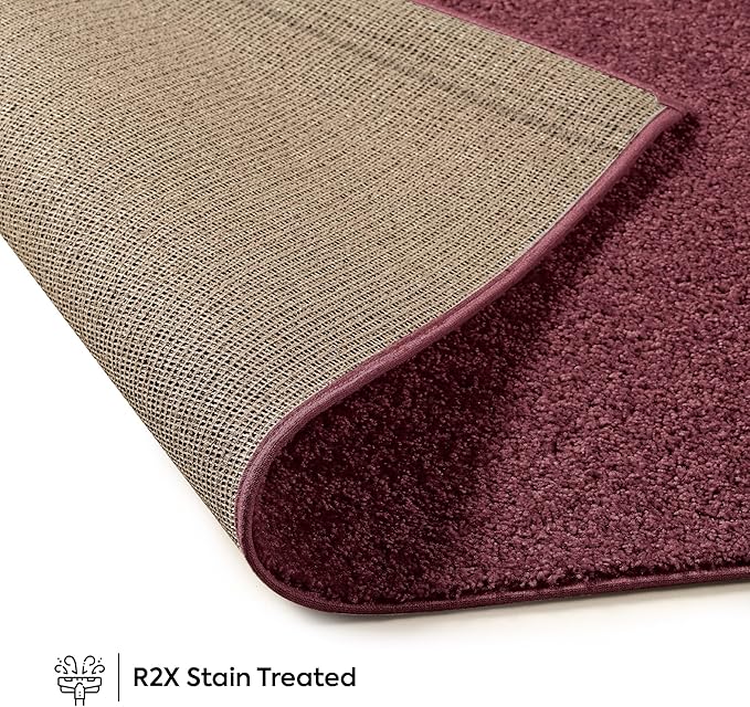 Furnish my Place Modern Indoor/Outdoor Commercial Solid Color Rug - Cranberry, 9' Octagon, Pet and Kids Friendly Rug. Made in USA, Area Rugs Great for Kids, Pets, Event, Wedding