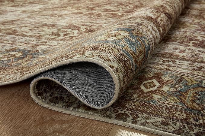 Loloi Magnolia Home by Joanna Gaines Sinclair Collection SIN-01 Rust/Lagoon 2'-3" x 9'-6", .25" Pile Height, Machine Washable, Runner Rug