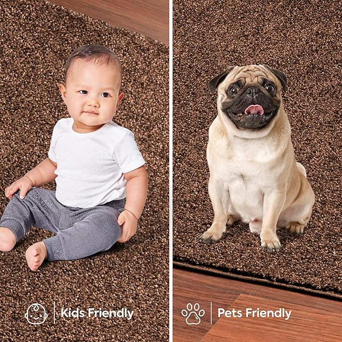 Furnish my Place Modern Indoor/Outdoor Commercial Solid Color Rug - Brown, 10' x 18', Rectangular, Pet and Kids Friendly Rug. Made in USA, Area Rugs Great for Kids, Pets, Event, Wedding