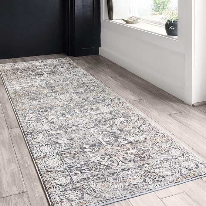 Loloi II Lucia Collection LUC-03 Steel/Ivory 2'-8" x 8' Runner Rug