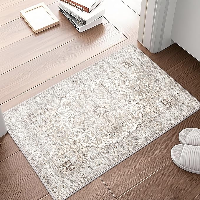 2x3 Rug, Non Slip Throw Rug Entryway Vintage Rug for Bedroom Kitchen Entryway Bathroom
