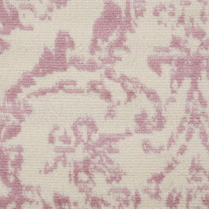 Nourison Jubilant Ivory Pink 2' x 6' Area Rug Easy Clean, Non Shedding, Bed Room, Living Room, Dining Room, Kitchen (6' Runner)