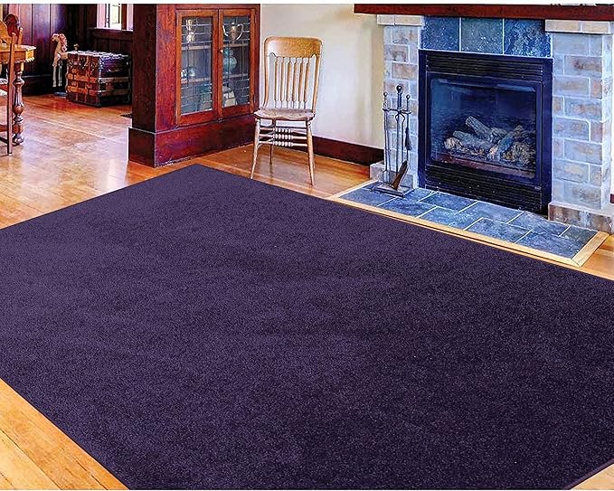 Solid Color Area Rugs Purple - 4' Pentagon, Indoor, Stain & Fade Resistant, Perfect for Living Room, Bedroom, Dining Room, Entryway, Doorway, Pet & Kids Friendly Rug, Wedding, Made in USA